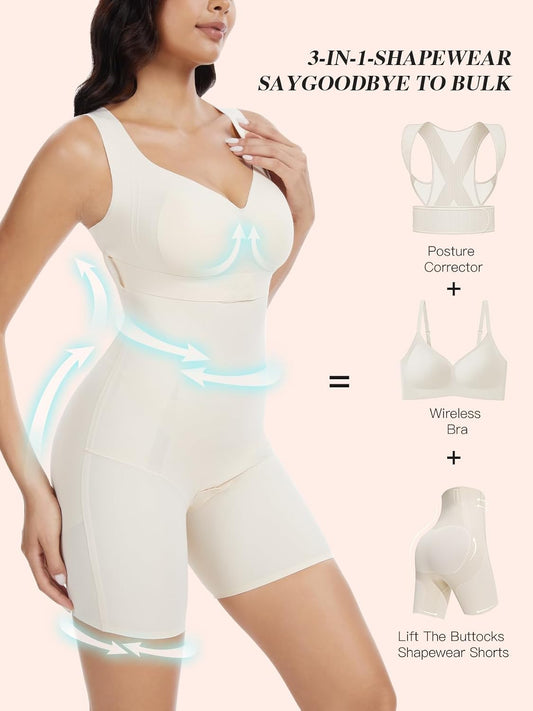 Posture Corrector Shapewear Bodysuit : Posture Bra Shapewear Tummy Control - Upper Back Support Body Shaper