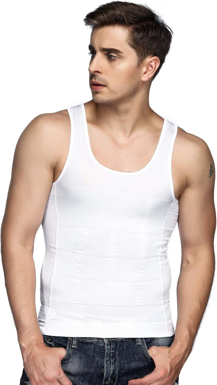 5 Pack Men'S Compression Shirt Body Shapewear Tummy Tank Top
