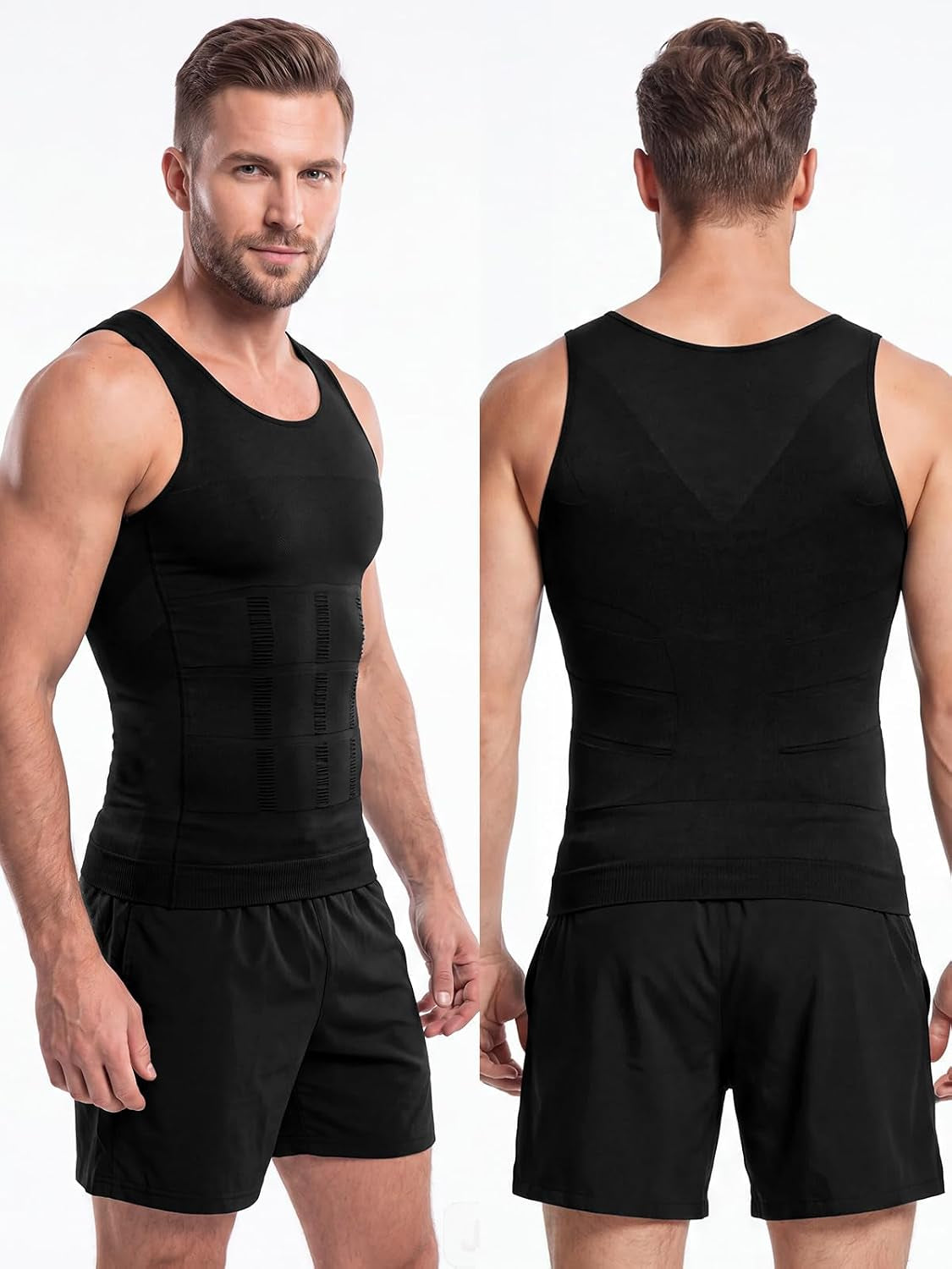 Men'S Compression Shirt Body Shaper Slimming Shirt Tummy Tank Top