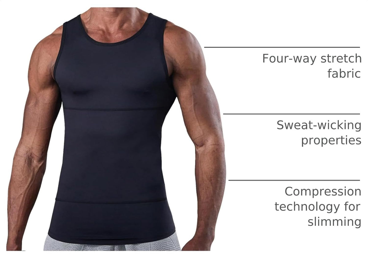 Compression Shirt Men Slimming Undershirt Body Shaper Vest, Gynecomastia Compression Tank Top, Shapewear Tummy Control