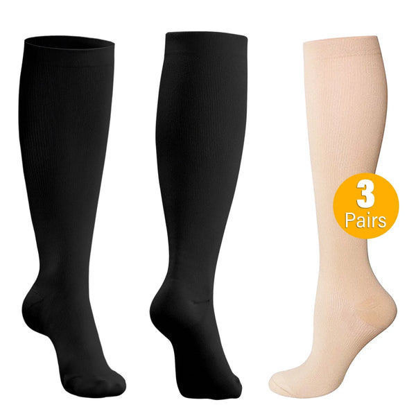 Compression Socks for Women and Men,  3 Pairs Womens Compression Socks 20-30 Mmhg, Knee High Compression Socks for Running, Nurse, Pregnancy and Travel