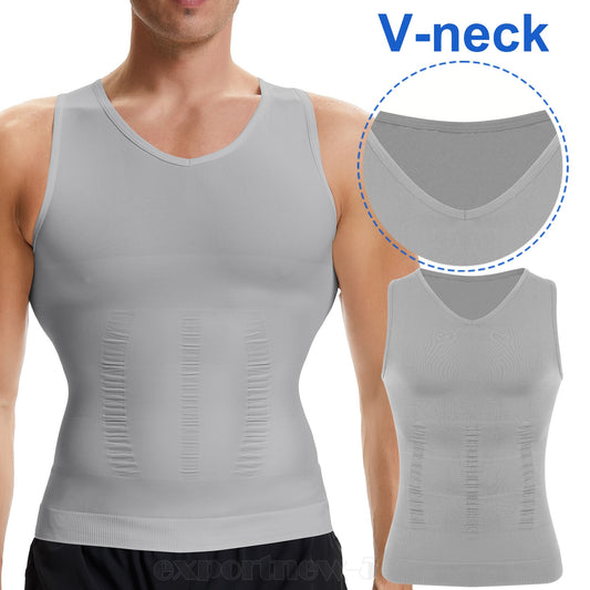 Men'S Body Shaper Slimming Shirt Compression Vest Elastic Shapewear Tank Tops