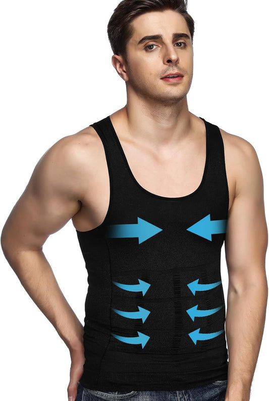 Men'S Compression Shirt Body Shaper Slimming Shirt Tummy Tank Top