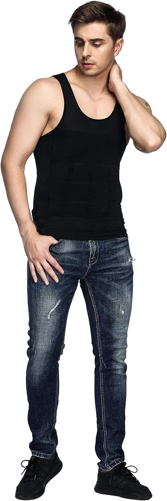 5 Pack Men'S Compression Shirt Body Shapewear Tummy Tank Top