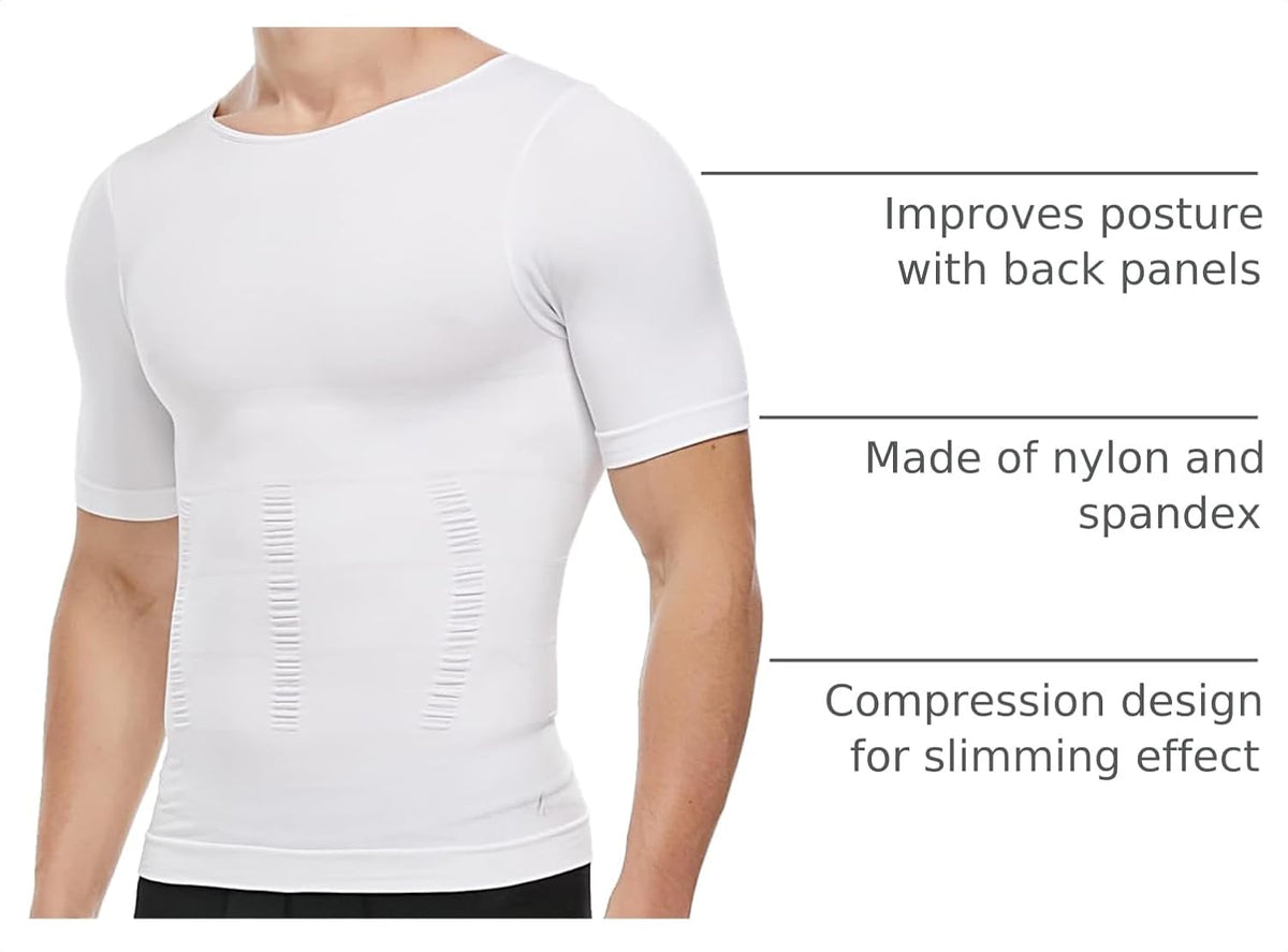 Men'S Compression Shirt Undershirt Slimming Tank Top Workout Vest Abs Abdomen Slim Body Shaper