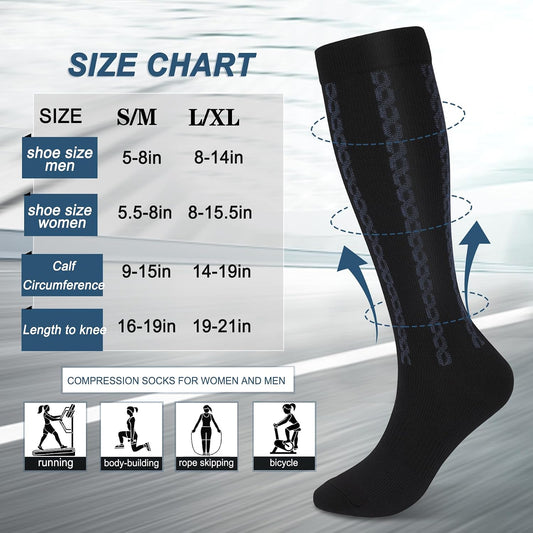 Medical Graduated 30-40Mmhg Compression Socks for Women&Men Circulation Knee High Socks Hiking Running Stockings