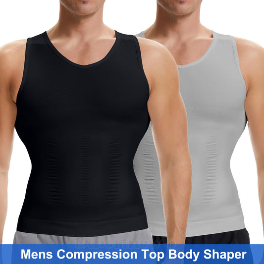 Men'S Body Shaper Slimming Shirt Compression Vest Elastic Shapewear Tank Tops