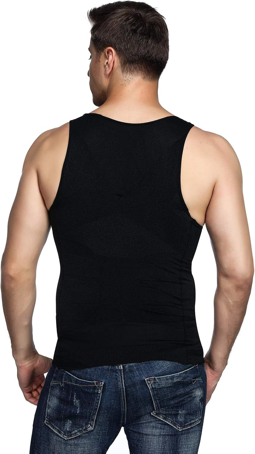 5 Pack Men'S Compression Shirt Body Shapewear Tummy Tank Top