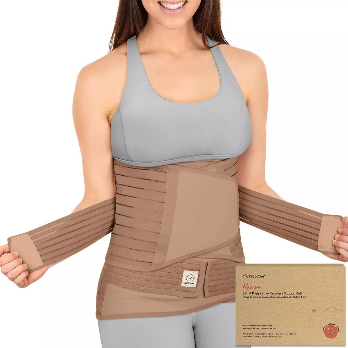 Lower Belly Compression Band full three-belt set laid flat