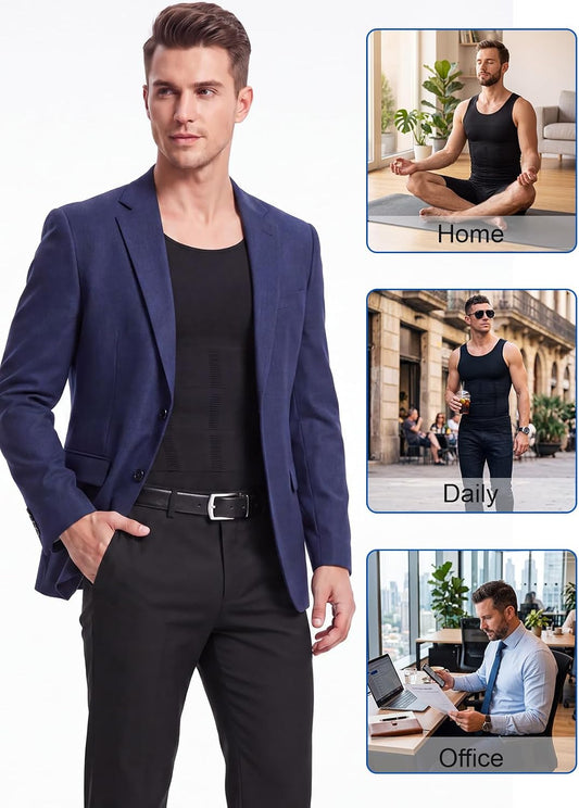 Men'S Compression Shirt Body Shaper Slimming Shirt Tummy Tank Top