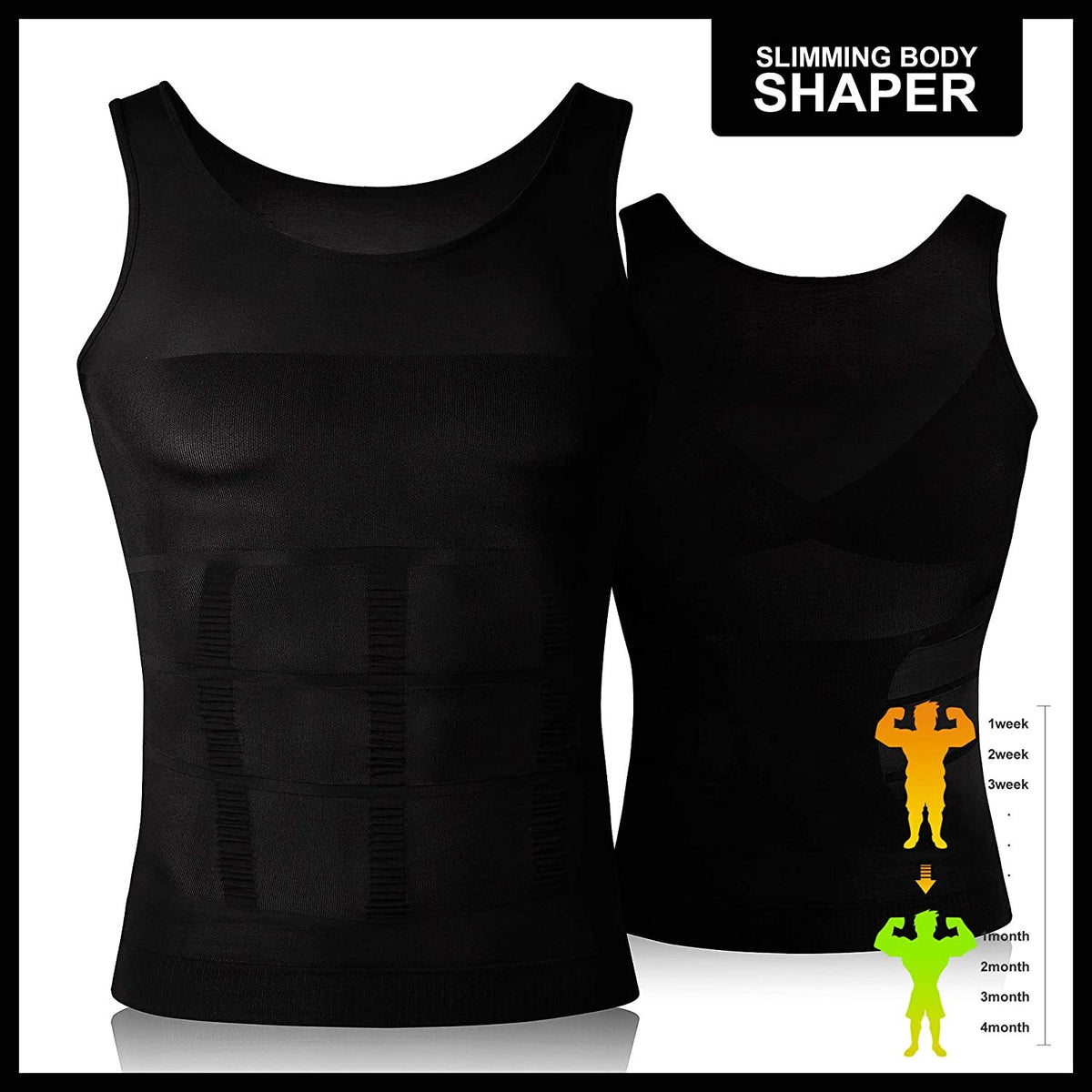 Mens 3 Pack Body Shaper Slimming Tummy Vest Compression Shirt Tank Top Shapewear