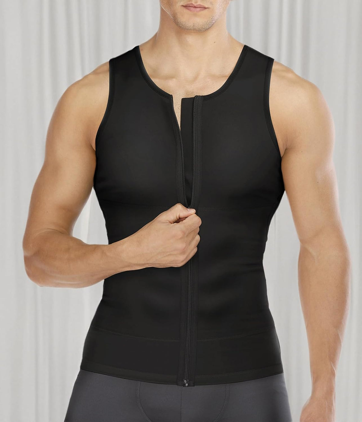 Compression Shirts for Men Undershirts Slimming Body Shaper Waist Trainer Tank Top Vest with Zipper