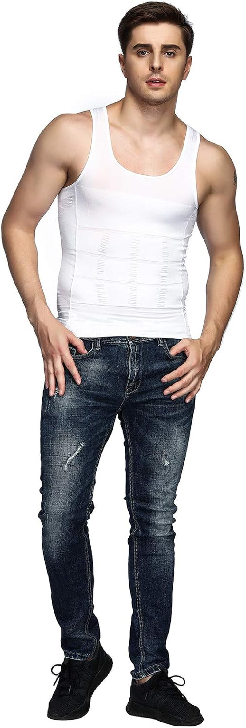 5 Pack Men'S Compression Shirt Body Shapewear Tummy Tank Top