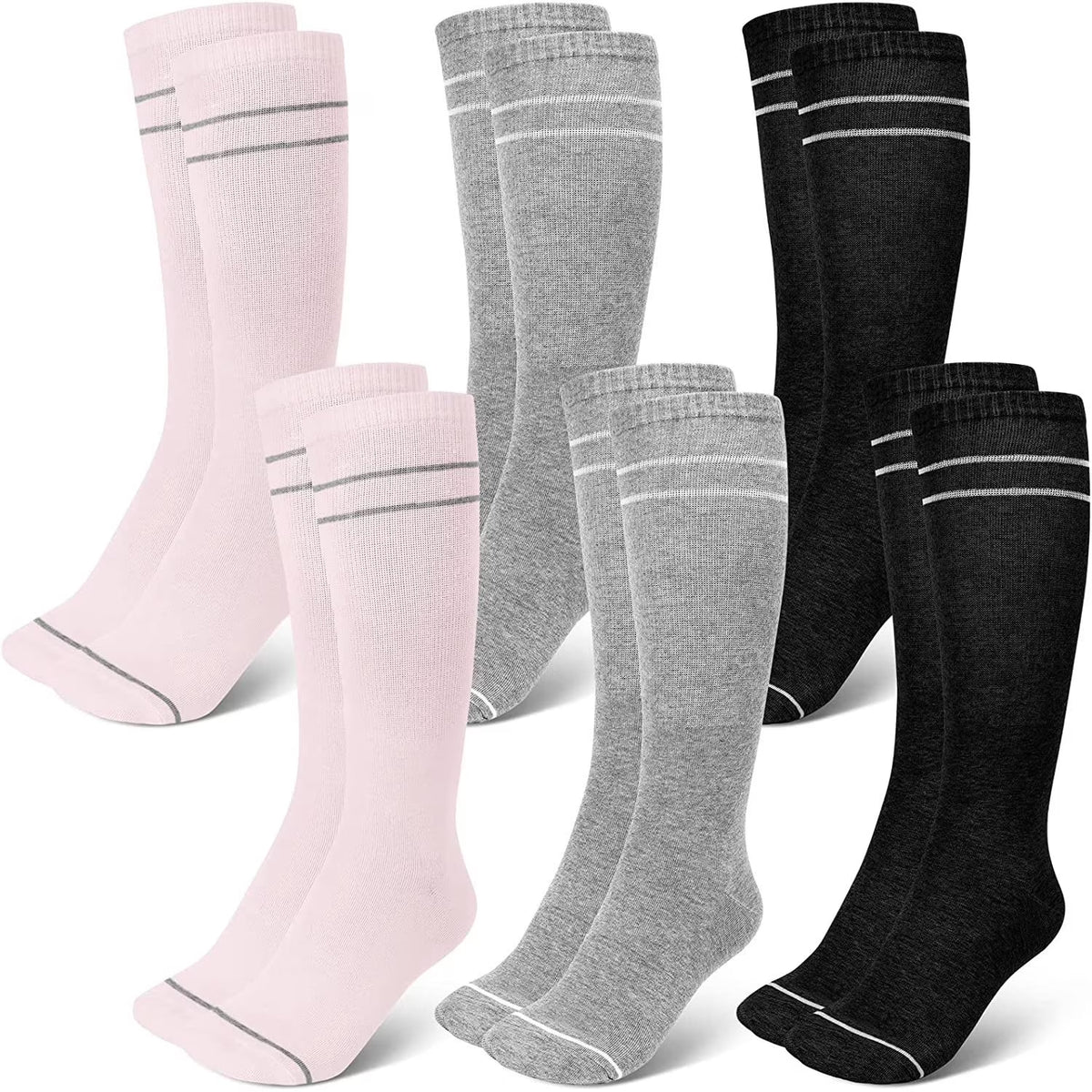 6 Pairs Compression Socks for Women Circulation 20-30Mmhg Crazy, Cute, Socks Support for Nurse, Pregnant, Running, Cycling