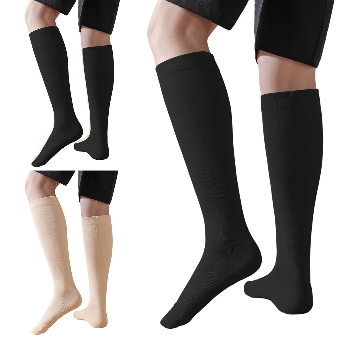 Compression Socks for Women and Men,  3 Pairs Womens Compression Socks 20-30 Mmhg, Knee High Compression Socks for Running, Nurse, Pregnancy and Travel