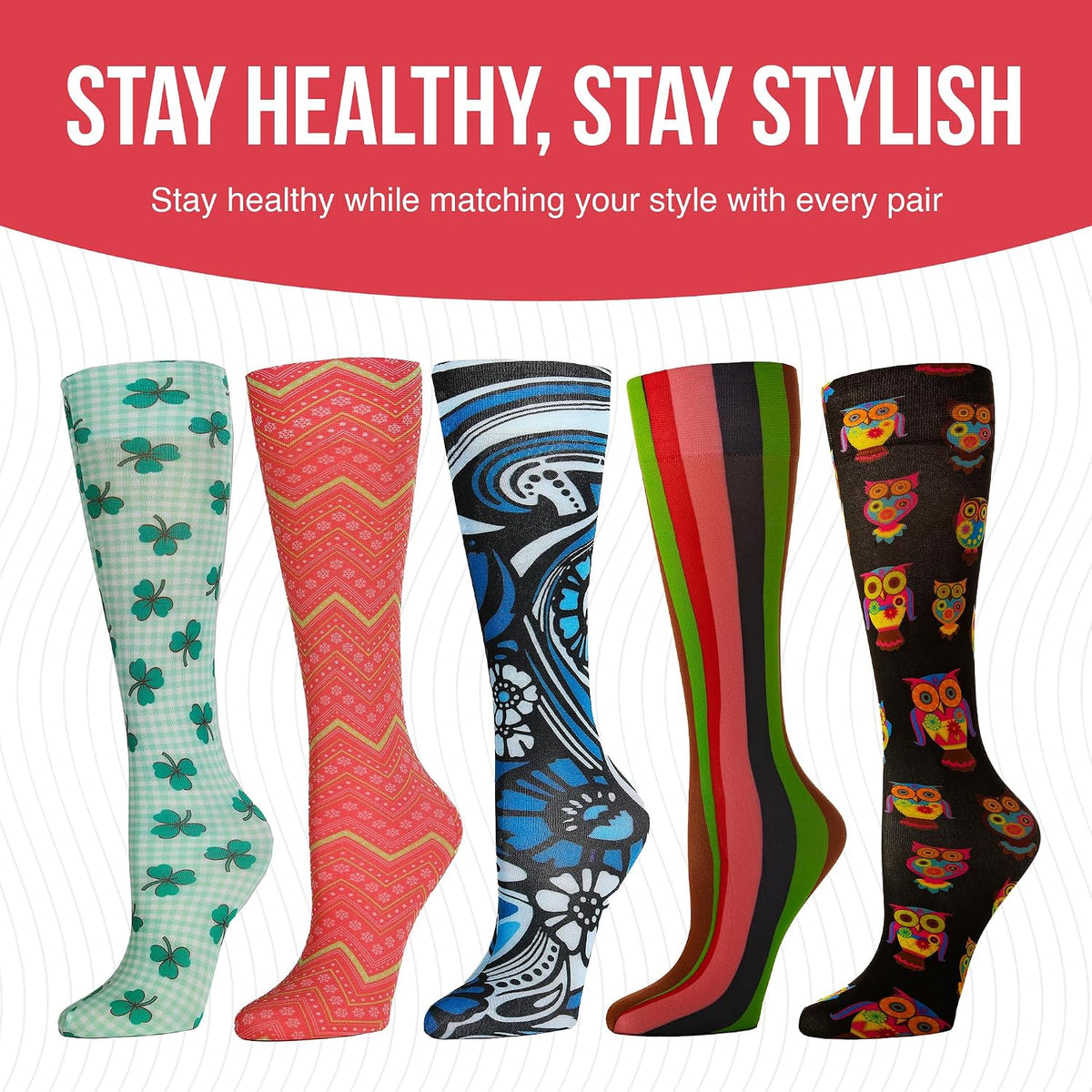 Therapeutic Compression Socks, Black Paisley Fountain, 15-20 Mmhg, 1 Pair