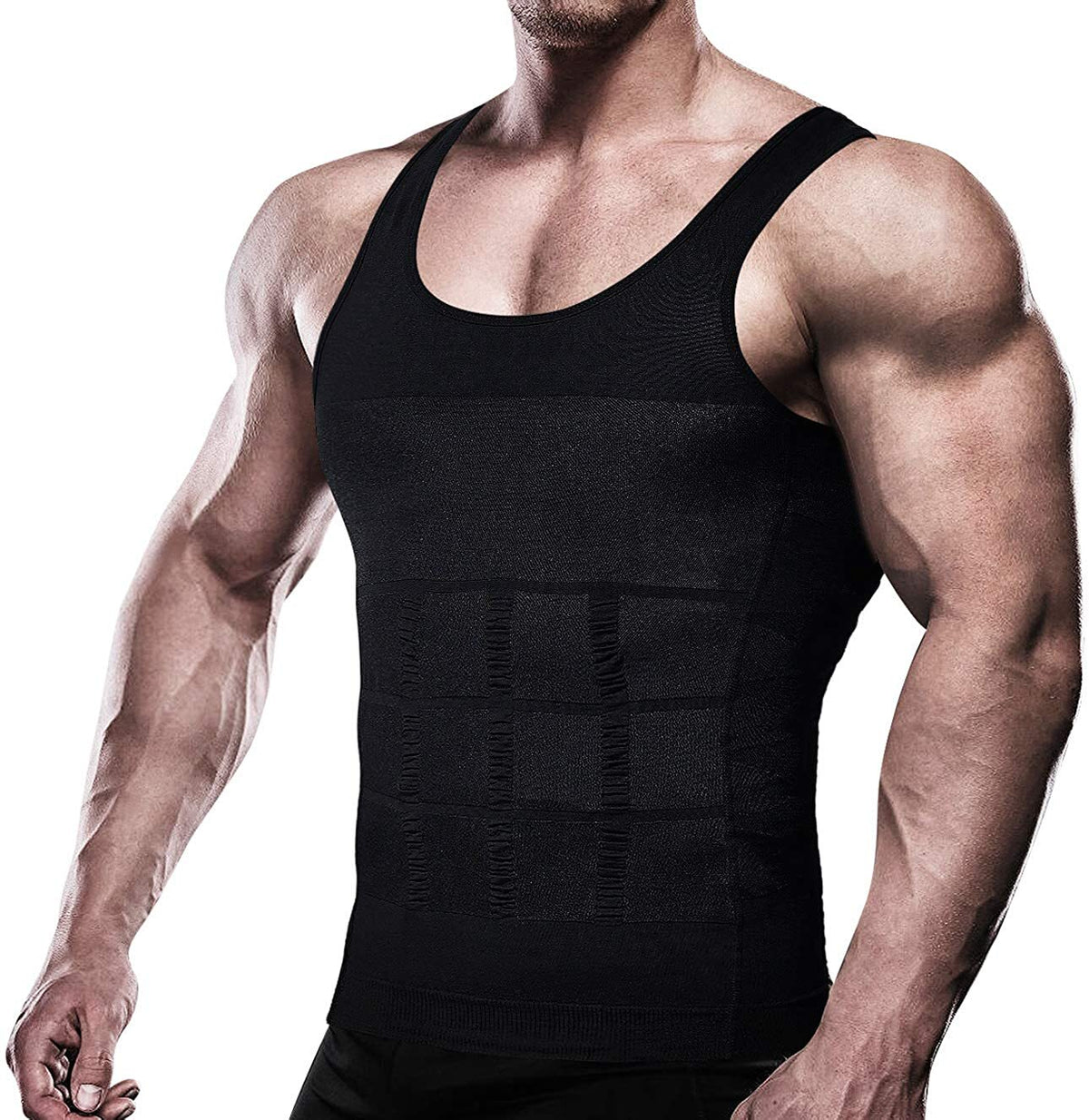 Mens 3 Pack Body Shaper Slimming Tummy Vest Compression Shirt Tank Top Shapewear