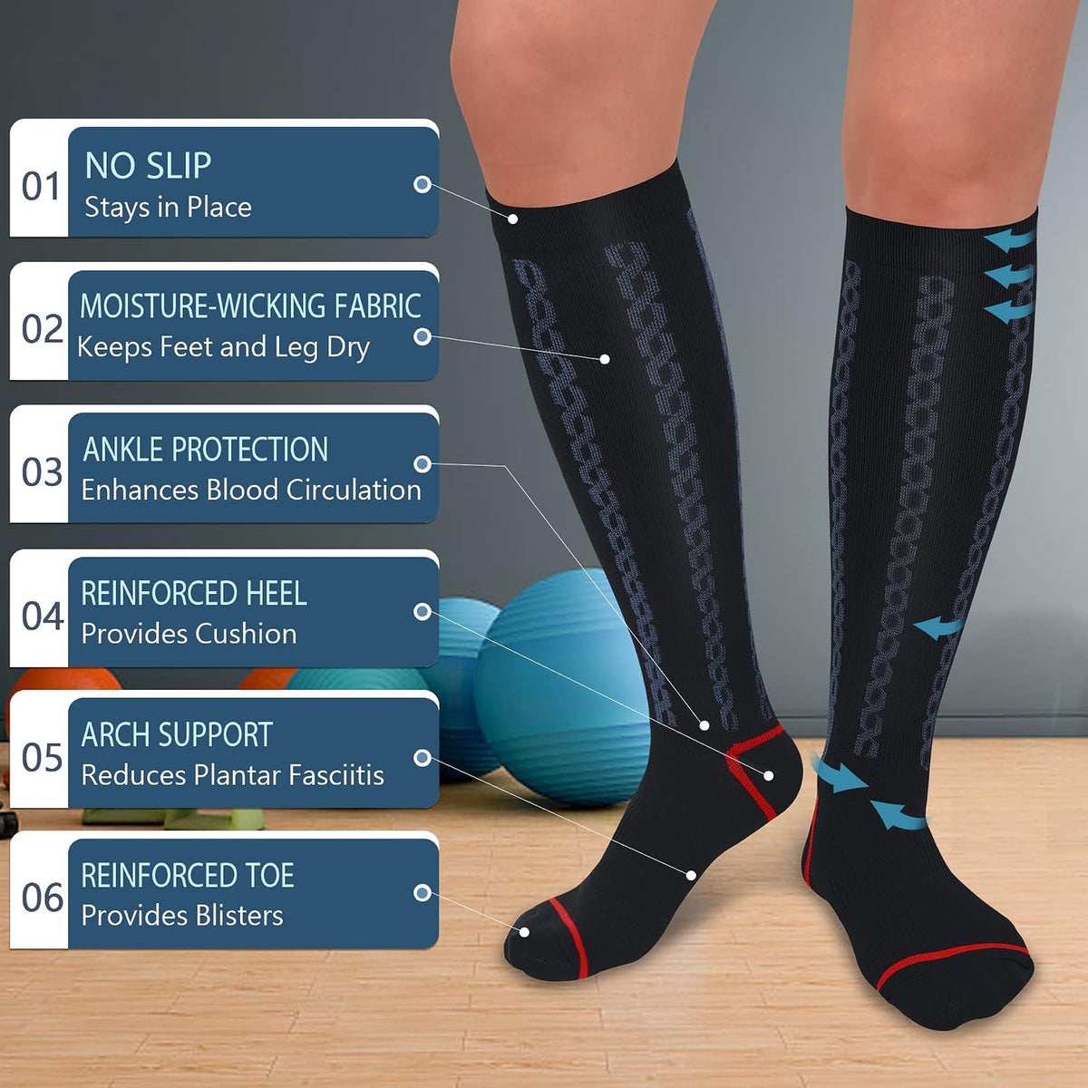 Medical Graduated 30-40Mmhg Compression Socks for Women&Men Circulation Knee High Socks Hiking Running Stockings