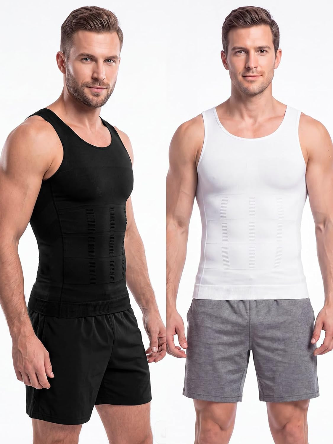 Men'S Compression Shirt Body Shaper Slimming Shirt Tummy Tank Top