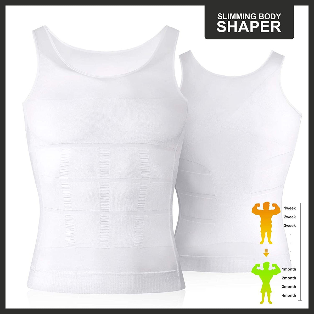 Mens 3 Pack Body Shaper Slimming Tummy Vest Compression Shirt Tank Top Shapewear