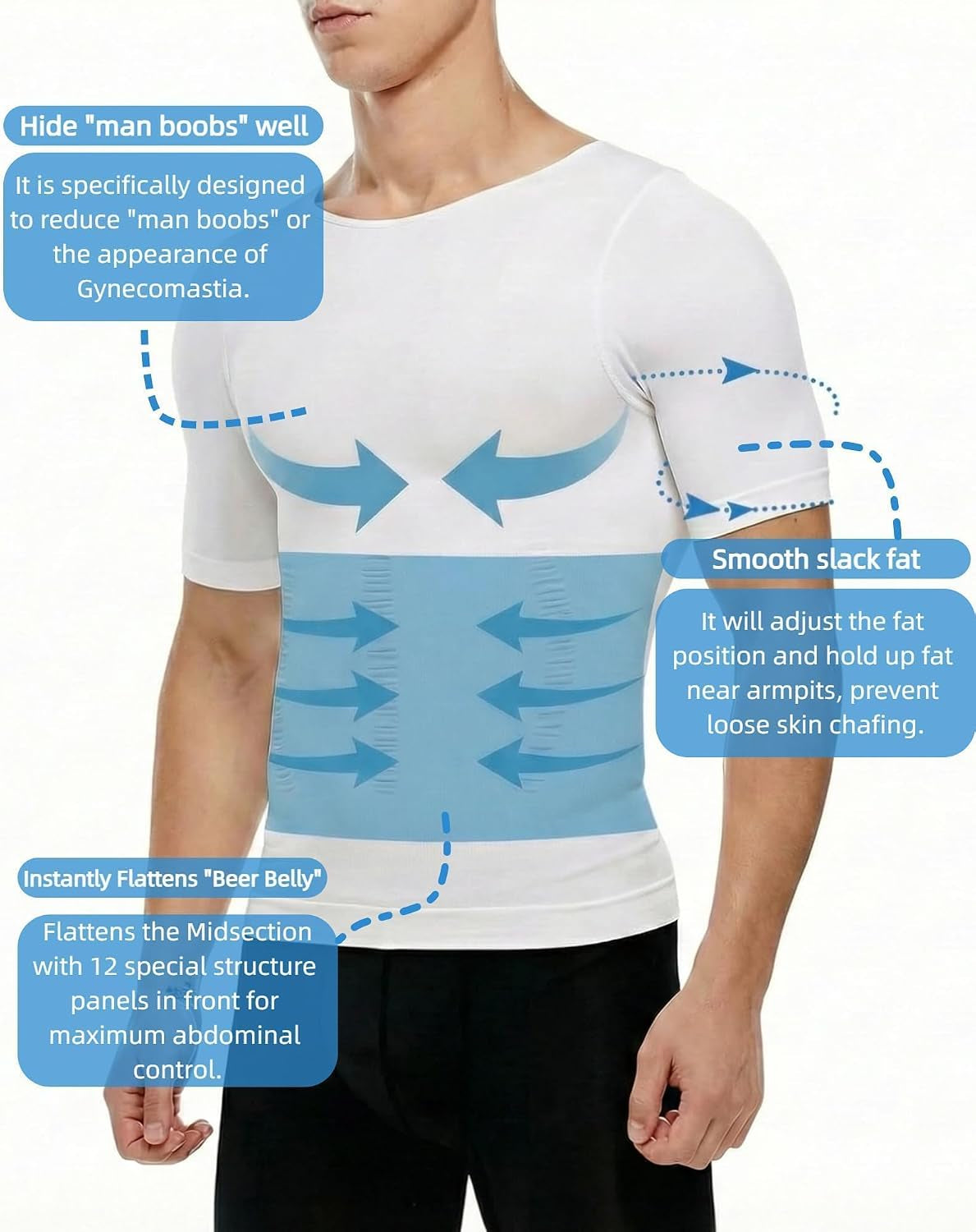 Men'S Compression Shirt Undershirt Slimming Tank Top Workout Vest Abs Abdomen Slim Body Shaper