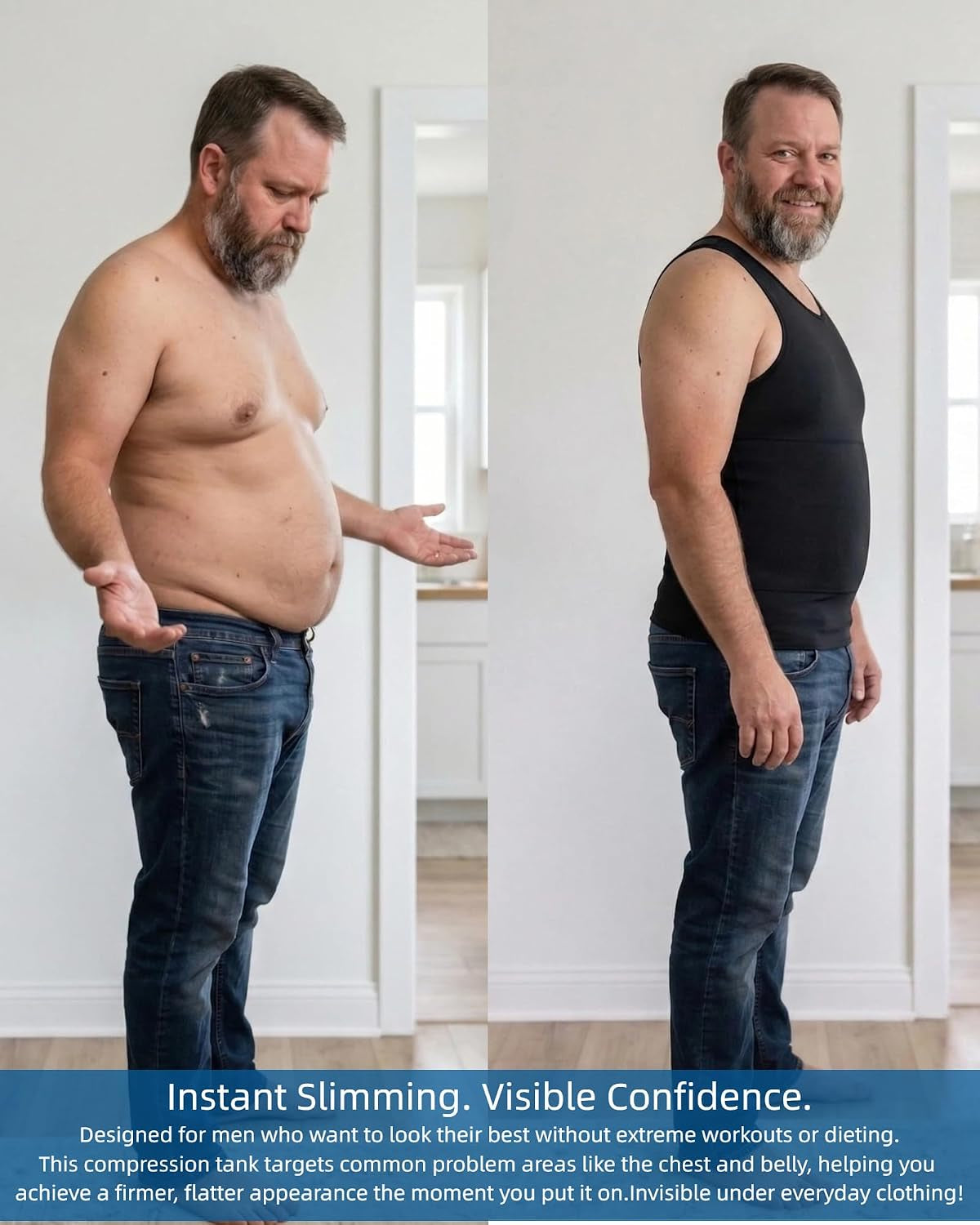 Compression Shirt Men Slimming Undershirt Body Shaper Vest, Gynecomastia Compression Tank Top, Shapewear Tummy Control