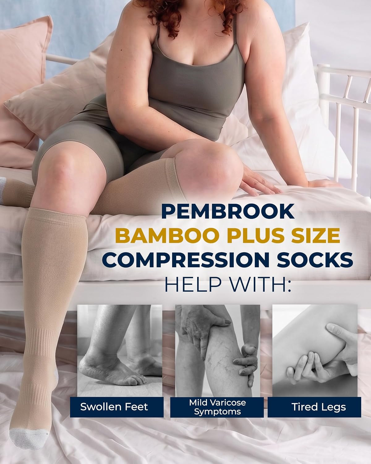® 3 Pairs plus Size Compression Socks Wide Calf - Bamboo Viscose
