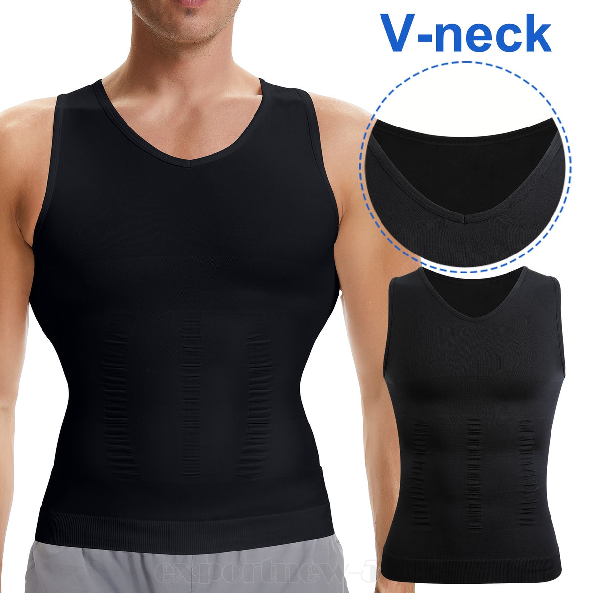 Men'S Body Shaper Slimming Shirt Compression Vest Elastic Shapewear Tank Tops