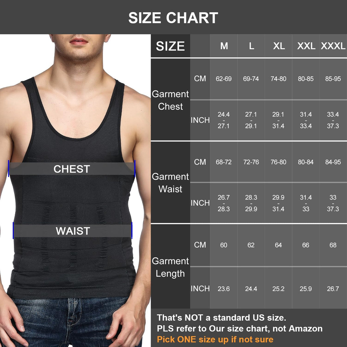 5 Pack Men'S Compression Shirt Body Shapewear Tummy Tank Top