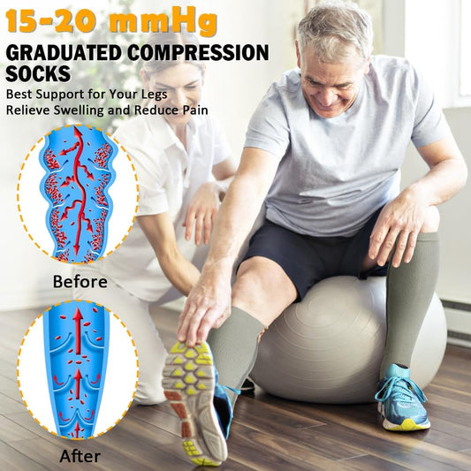 Zipper Compression Socks 15-20 Mmhg Open Toe Support Socks 2 Pairs