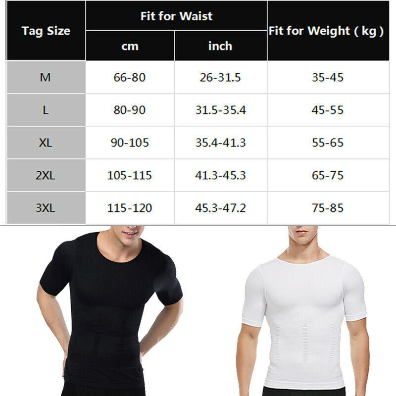 Mens 3 Pack Body Shaper Slimming Tummy Vest Compression Shirt Tank Top Shapewear