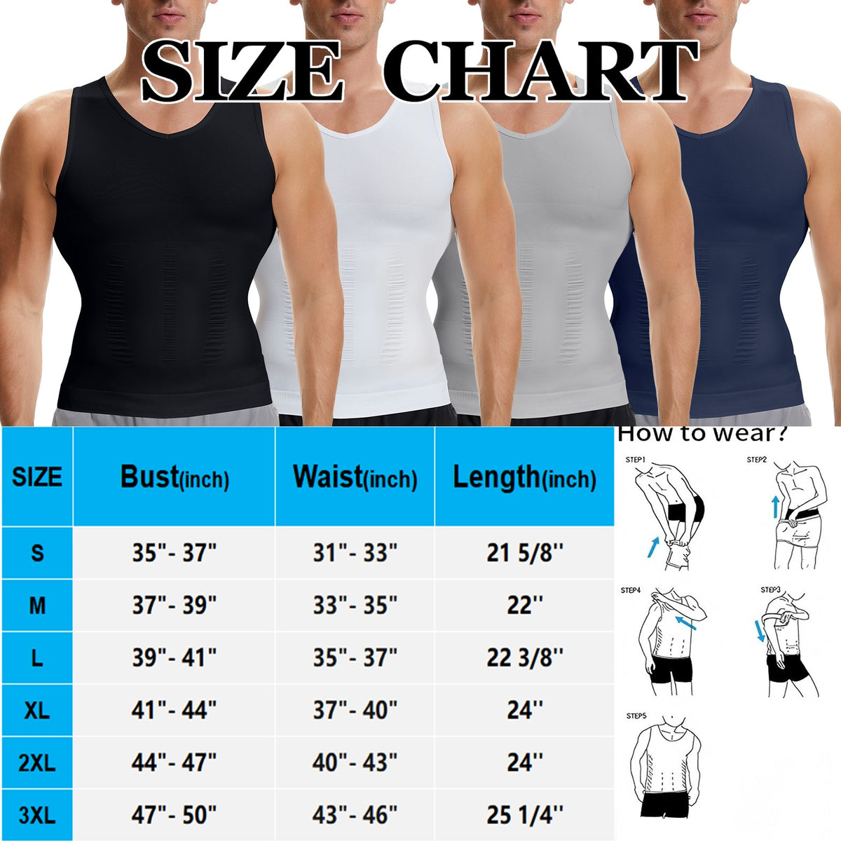 Men'S Body Shaper Slimming Shirt Compression Vest Elastic Shapewear Tank Tops