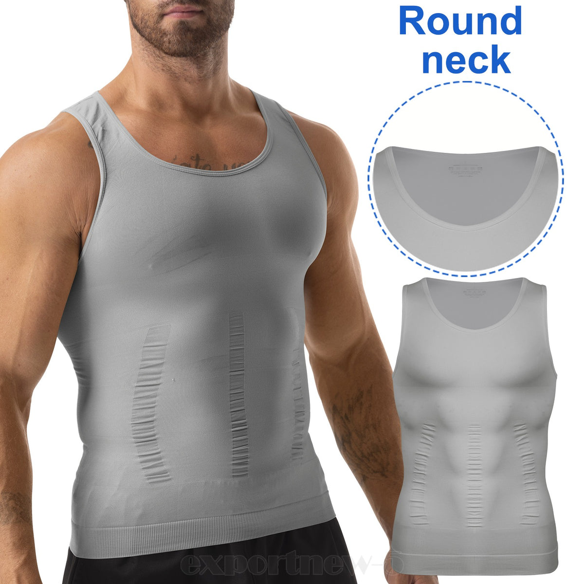 Men'S Body Shaper Slimming Shirt Compression Vest Elastic Shapewear Tank Tops