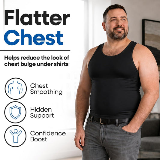 Compression Shirt for Men | Gynecomastia Compression Tank Top Men | Mens Shapewear Compression Shirts