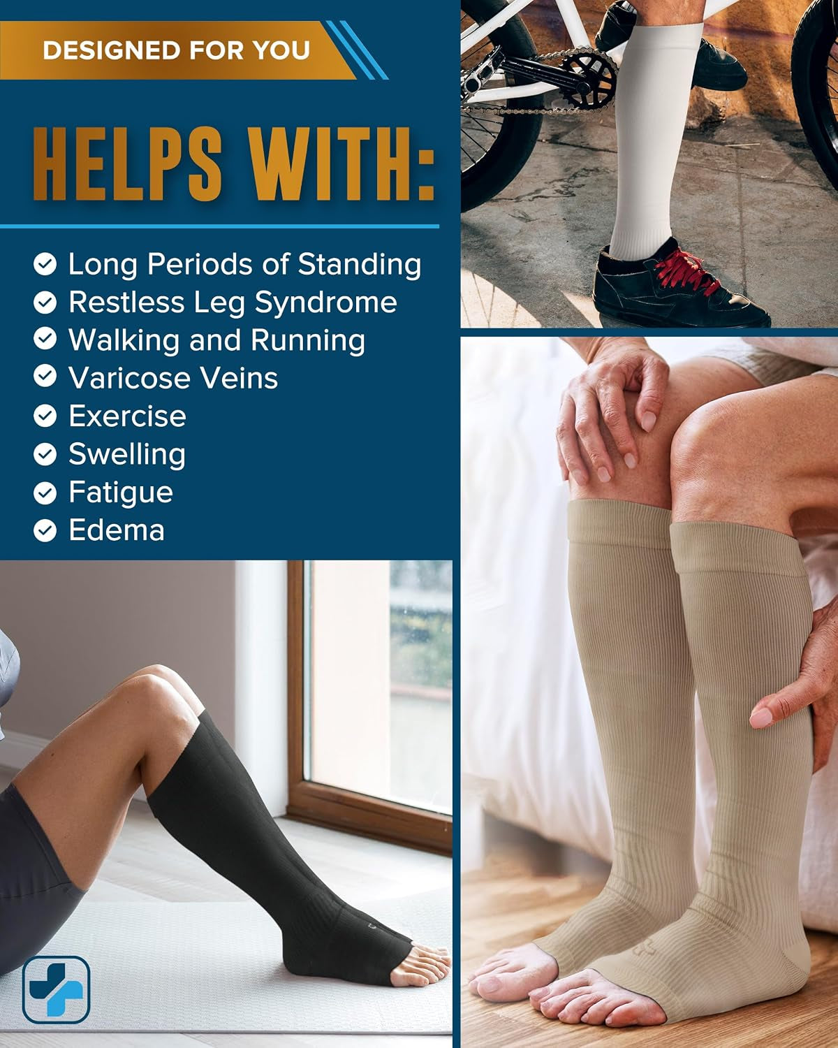 3 Pairs Copper Toeless Compression Socks Women & Men - 20-30 Mmhg Open Toe Compression Socks Knee High Women