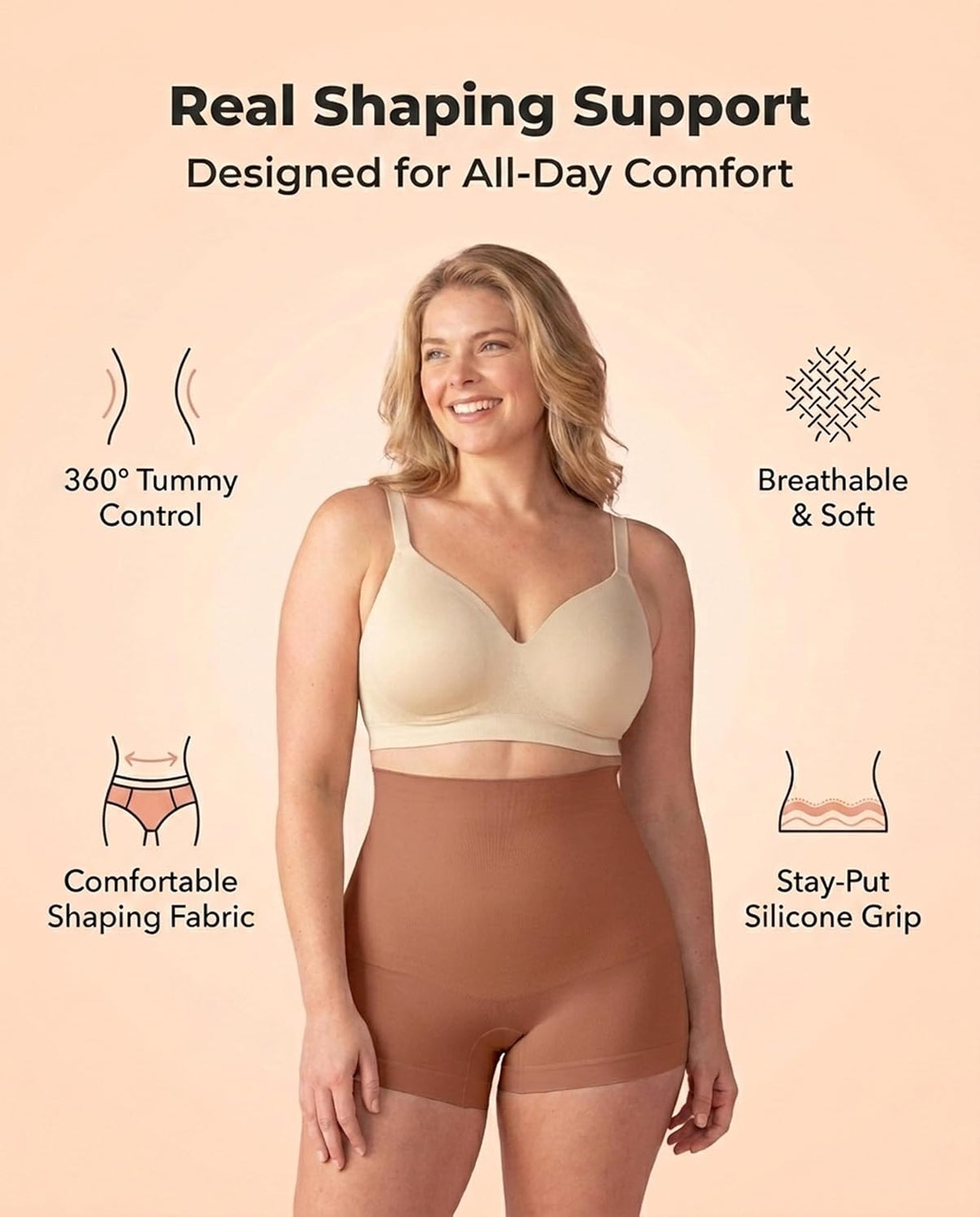Shapewear Tummy Control Shorts, High-Waisted Firm Boyshorts