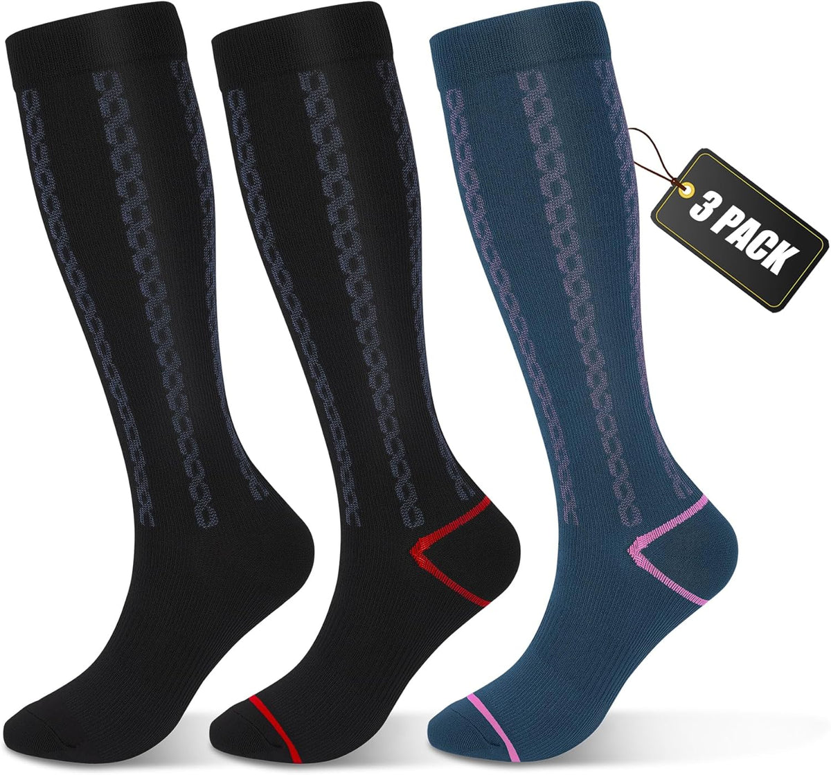 Medical Graduated 30-40Mmhg Compression Socks for Women&Men Circulation Knee High Socks Hiking Running Stockings