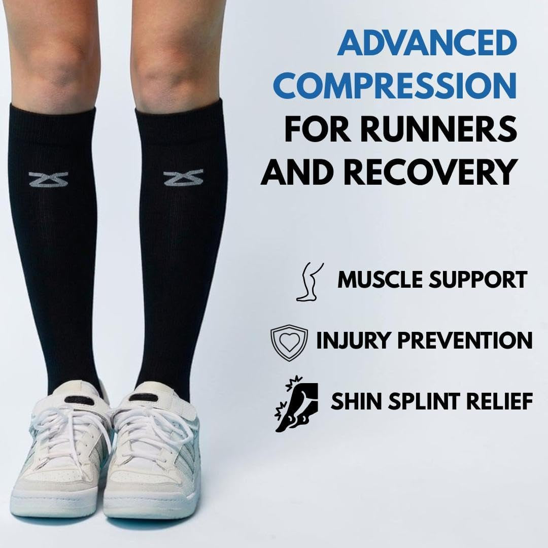 Tech+ Compression Socks - Knee High Running Socks for Sports, Travel, Made in Italy