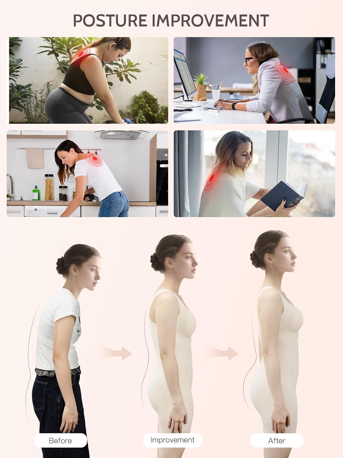Posture Corrector Shapewear Bodysuit : Posture Bra Shapewear Tummy Control - Upper Back Support Body Shaper