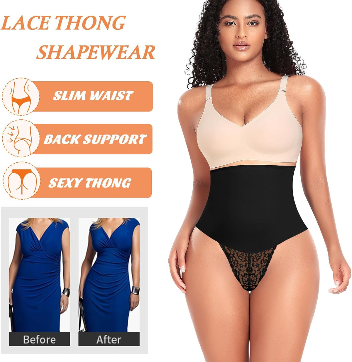 Tummy Control Thong Shapewear for Women Lace Shaping Thong Girdle