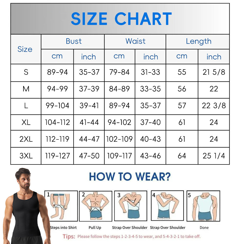Mens 3 Pack Body Shaper Slimming Tummy Vest Compression Shirt Tank Top Shapewear
