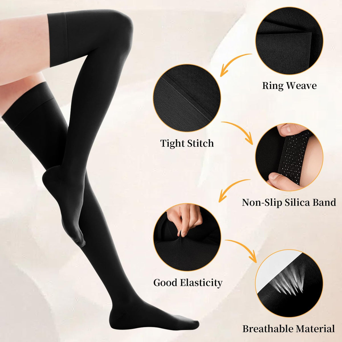 20-30Mmhg Thigh High Compression Socks, Compression Stockings