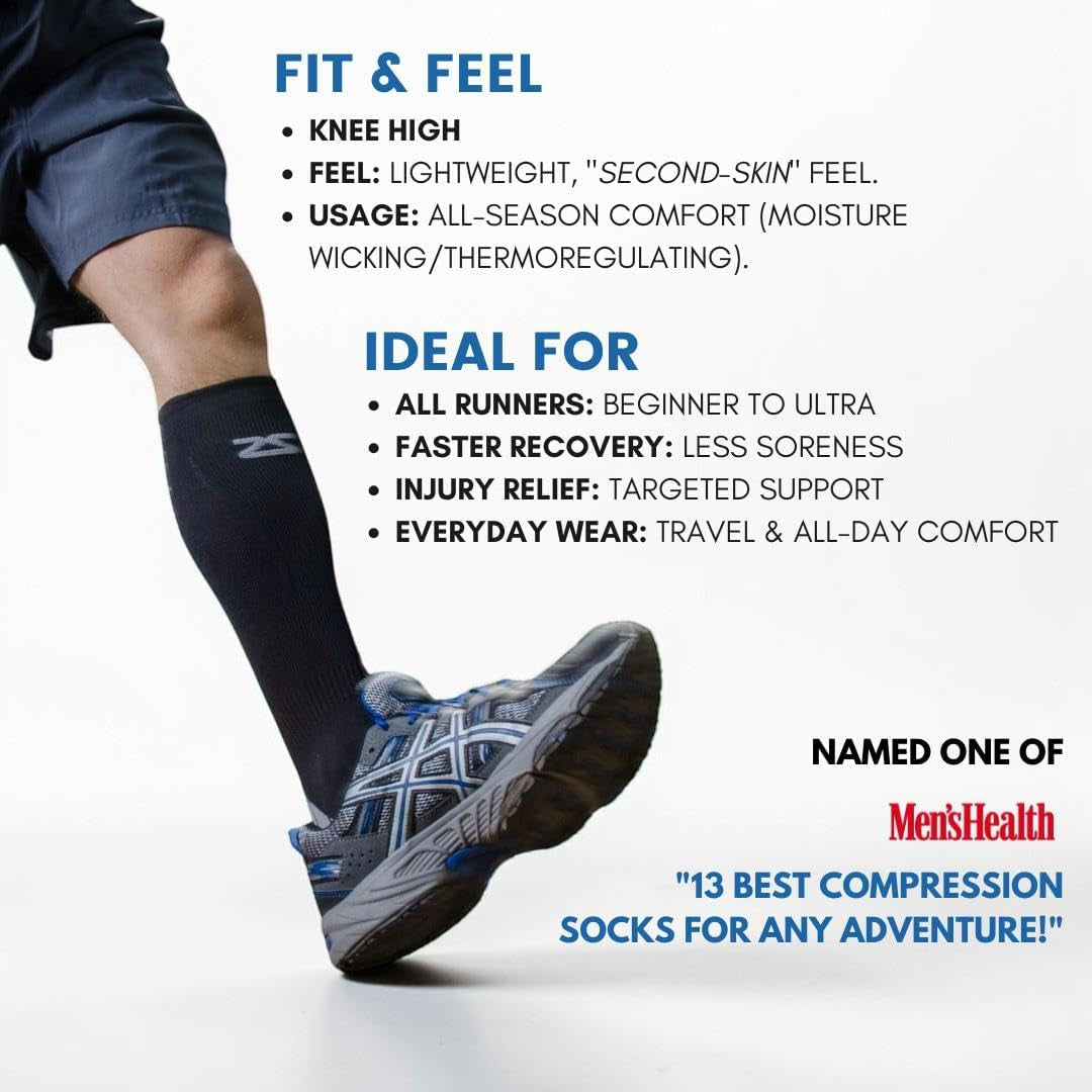 Tech+ Compression Socks - Knee High Running Socks for Sports, Travel, Made in Italy