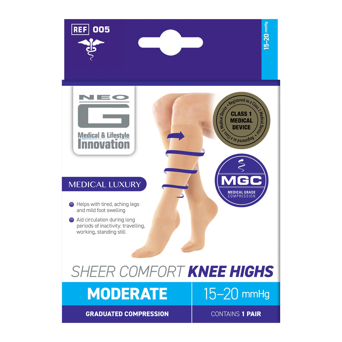 Sheer Compression Socks 15-20Mmhg Energizing Knee Highs Sheer - Medium