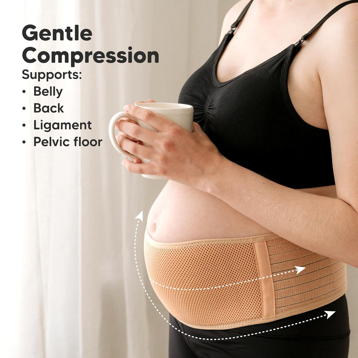 Pregnancy Belly Bands for Pregnant Women - 1-Pack, Soft & Breathable Maternity Belly Support Band, Easy Adjustable Maternity Belt for Back, Pelvic Support, Comfortablee (Classic Ivory, M/L)