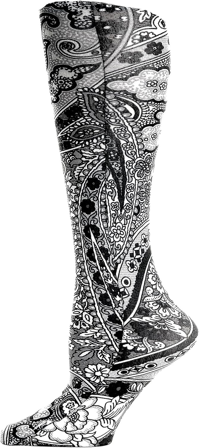 Therapeutic Compression Socks, Black Paisley Fountain, 15-20 Mmhg, 1 Pair