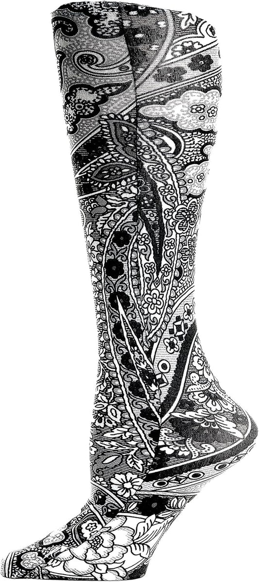 Therapeutic Compression Socks, Black Paisley Fountain, 15-20 Mmhg, 1 Pair